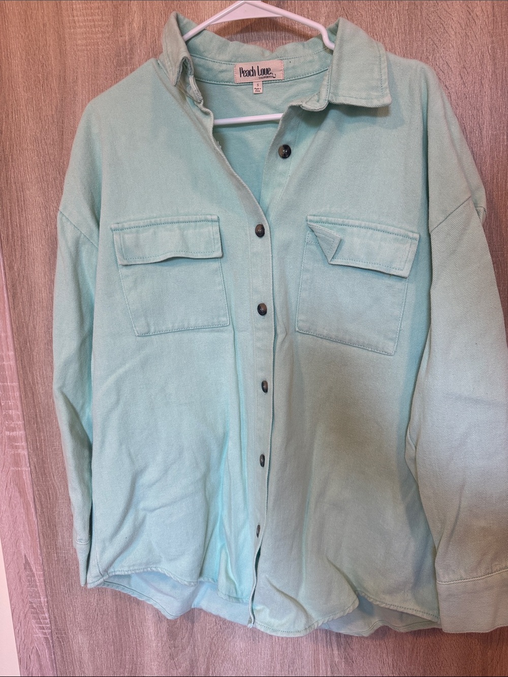 Peach Love California Mint Green Collared Shirt